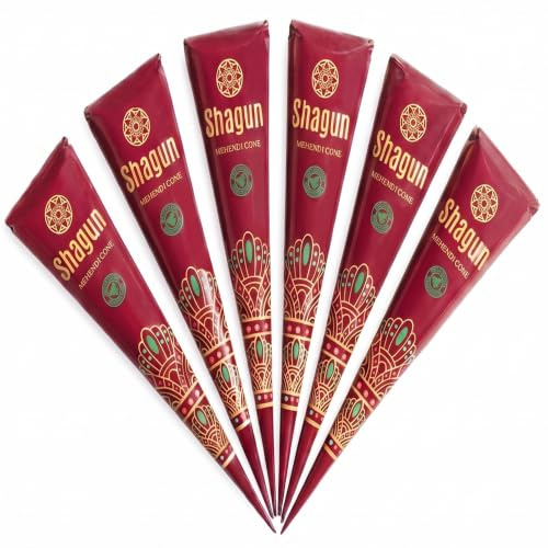 Shagun Mehendi Cone 100% Natural , 6 x 25g,