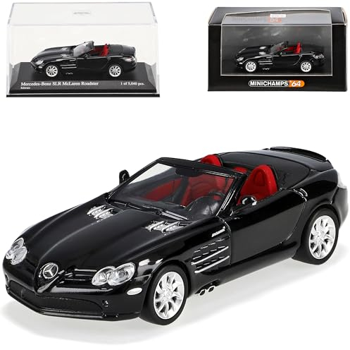 Minichamps Mercedes-Benz SLR McLaren Cabrio Roadster Schwarz 1/64 Modell Auto Modellauto
