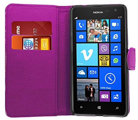 NWNK13 Nokia Lumia 635 Premium Pu Leather Book Wallet Flip Case Cover Plus Mini Sylus Pen, Screen Protector & Polishing Purple