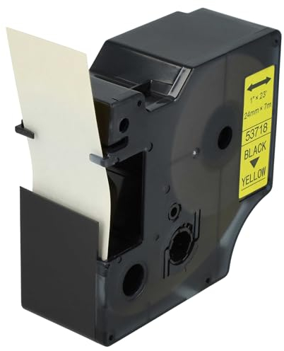 vhbw Schriftband-Kassette kompatibel mit Dymo LabelMaker PC2, PC Etiketten-Drucker 7m x 24mm Schwarz auf Gelb