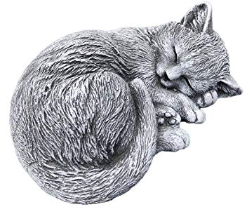stoneandstyle Steinfigur kleine Katze Tinka eingerollt (8x17x14 cm), Frost- und wetterfest bis -30°C, massiver Steinguss