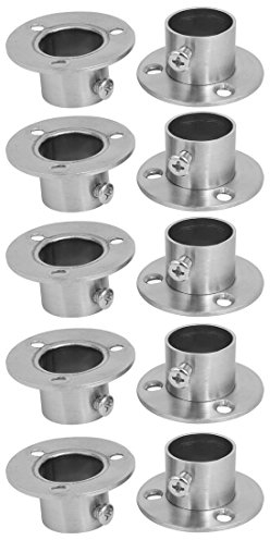 sourcing map 10Stk 22mm Dmr Edelstahl Kleiderschrank Schienen Rohr Stützflansch Klammer de