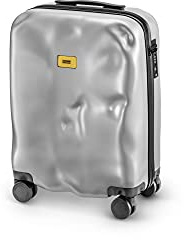 CRASH BAGGAGE - ICON CABIN, Hartpolycarbonat Koffer, Handgepäck, Trolley Abmessungen 55 x 40 x 22 cm, Fassungsvermögen 35 Liter, Silber Farbe