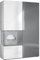 Vladon Vitrine Kommode Hochschrank Morena, Made in Germany, Korpus in Weiß matt/Rechte Tür und der Einsatz in Grau Hochglanz