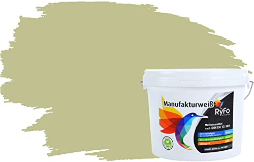 RyFo Colors Bunte Wandfarbe Manufakturweiß Pistazie 3l - weitere Grün Farbtöne und Größen erhältlich, Deckkraft Klasse 1, Nassabrieb Klasse 1