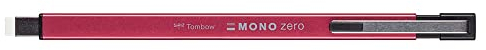 Tombow MONO zero Radierstift Metal rot, präzises Radieren mit runder 2,3 mm Spitze, schlankes Gehäuse, nachfüllbar, recyceltes Material [EH-KUMS81]