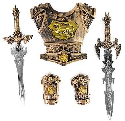 Rappa 197541 Set für kleine Ritter - Ritterschild mit Drachenmotiv, Handschutz und Zwei Schwerter