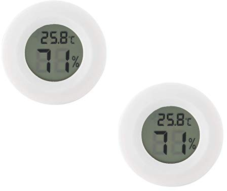 DollaTek 2Pcs Mini Digital LCD Temperatur-Feuchtemessgerät Thermometer Hygrometer Round - Weiß