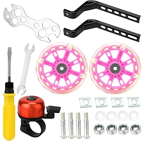 pwsap Fahrrad Stützräder Fahrradstabilisatoren für Kinderfahrrad, Hilfsräder für Kinder Einstellbare Kinder Stützräder Universal Bike Training Räder für 12 14 16 18 20(Rosa)