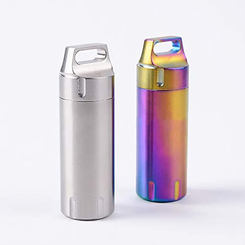 1/2 Stück Pillendose, Wasserdichte Edelstahl Kapsel Mini Pillenbox Aufbewahrungsbox für Camping Sport und Draußen