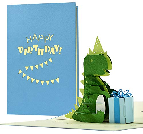 Geburtstagskarte Dinosaurier I Glückwunschkarte mit Dinosaurier Kindergeburtstag | Karte mit Pop up 3D Dino | Grußkarte, Glückwunschkarte oder Gutschein, G26