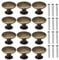 kuou 12 Pcs Bronze Kitchen Cabinet Drawers Cupboard Door Knobs, Vintage Copper Round Knobs Handles for Drawer Wardrobe Cupboard Door(30mm/with Screws)