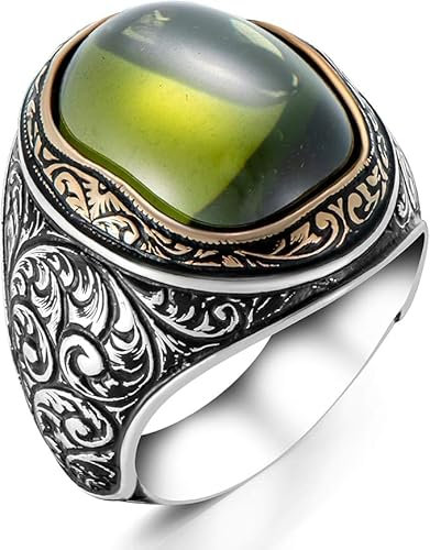 TAKILINGO - 0,925 Sterling-Silber 925 Grüner Zebercet Olivin-Peridot-Stein