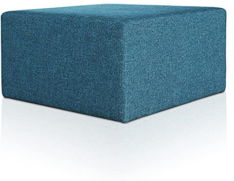 Deshome Minerva 83x83x44 cm - Pouf Repose Pied pour Interieur, Sit on it Pouf Tabouret Table Basse pour canapé, Salon, Chambre à Coucher, Coiffeuse Made in Italy (Bleu)