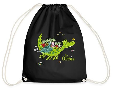 Spreadshirt Die Olchis Classic Zusammen Auf Feuerstuhl Turnbeutel, One size, Schwarz