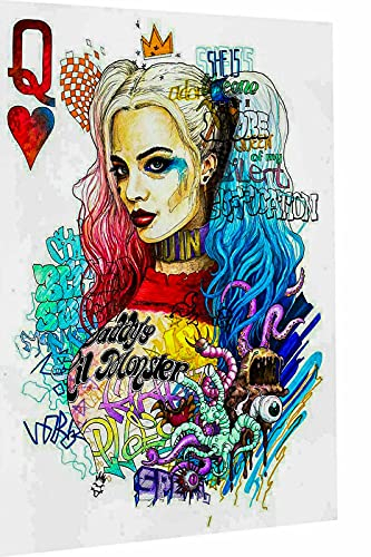 MagicCanvasArt Harley Quinn Kunst Queen Leinwandbild 1- teilig Hochwertiger Kunstdruck Wandbilder – A4009, Größe: 100 x 75 cm