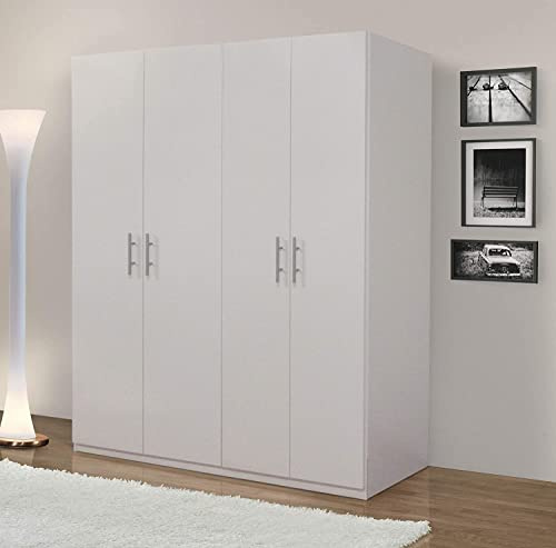 MY BRAND Germanvox Swift Armadio Guardaroba 4 ante Camera da Letto Bianco Opaco Made in Italy L.181 P.53 H.202 cm