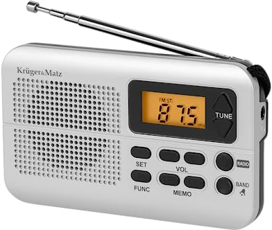 Kruger&Matz Tragbares Radio Modell KM0819 mit Uhr- und Alarmfunktion, Speicher für 20 Sender