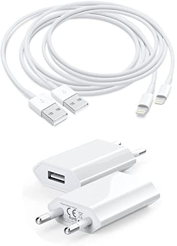 [Apple MFi Certifié ] iPhone Rapide Chargeurs, 2PackChargeurs Mural USB et Câble de Chargeur 1m Compatible avec iPhone 13 /13 Mini/12 / 12 Pro / 11 / X / XS / XR / 8 / 7 /6 , iPad,/Blanc