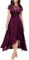 MIUSOL Women's Elegant Floral Lace Ruffle Evening Formal Wedding Guest Party Maxi Dress (Small, Magenta)