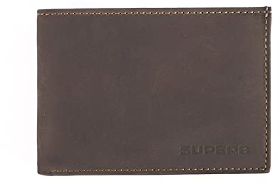 Skoda MVF64-009 Geldbörse Mini Geldscheintasche Vintage Tasche Rindleder, mit Superb-Schriftzug, Dunkelbraun
