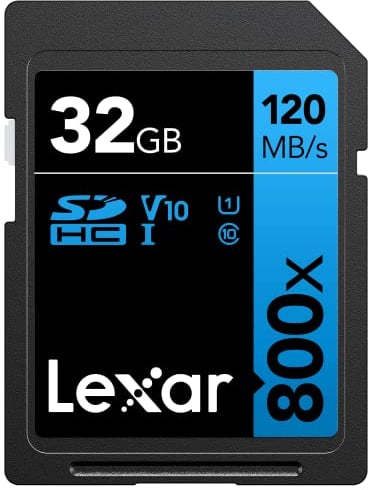 Lexar SDHC High-Performance 32GB 800x UHS-I Serie Blue Class 10 U1 V10 für 4K Videoaufnahme Hohe Übertragungsgeschwindigkeit schwarz/blau