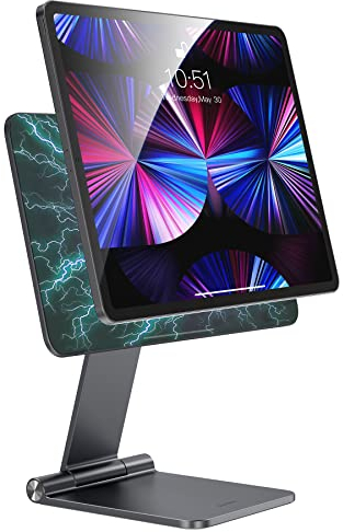 BENKS Magnetischer iPad Ständer Verstellbar für iPad Pro 12,9 Zoll, 360° Drehbarer Aluminium Halterung für Apple iPad Pro 12.9 Zoll 3./4./5./6.Gen