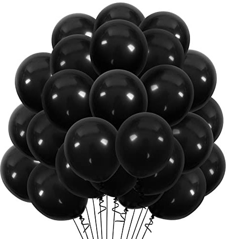 Bealif Black Balloons, 30 Pcs Balloon Pack 12 Inch Party Balloon, Matte Latex Balloons for Boys Men Women Black Birthday Party Retirement Graduation Halloween Decoration