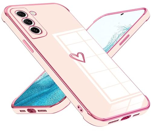 Keteen Handyhülle für Samsung Galaxy S22 Hülle Cute Herz Muster Mädchen Galvanisierte Kameraschutz Weich TPU Silikon Schutzhülle Ultra Dünn Case Stoßfeste Hülle für Samsung Galaxy S22, Rosa