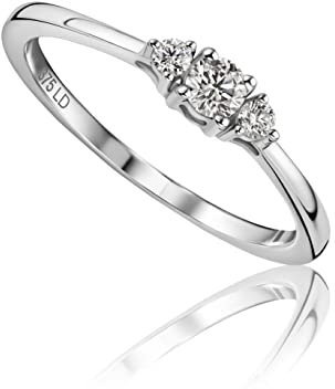 MIORE Damen Ring | echtes 9 Karat (375) Weißgold | mit 3 Diamanten von 0,15 Karat | Goldring | hautfreundlicher Brillant Ring | Verlobungsring | handgemachter Damen Schmuck