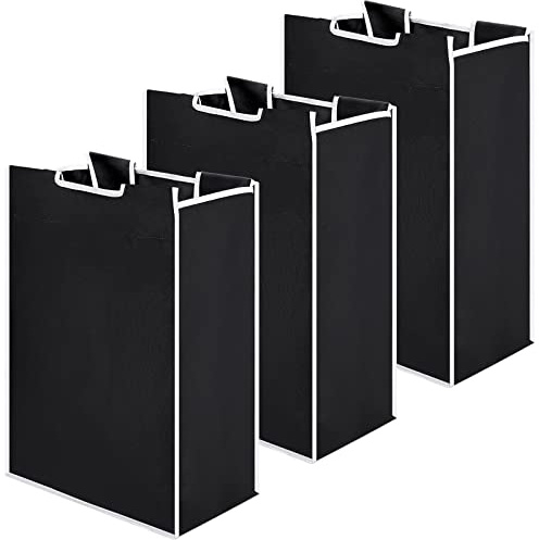 Bonuci 3 x Wäschesortierer, Ersatzbeutel, herausnehmbarer Ersatz-Wäschesortierer, Organizer, ohne Haken, 37 x 21 x 55 cm (schwarz)