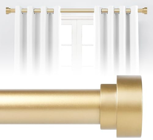 Goldene Gardinenstangen für Fenster, 121,9 bis 213,3 cm, 2,5 cm, robuste Gardinenstangen, verstellbare Gardinenstange, moderne Gardinenstangen, Fenstervorhänge, 91,4-224,4 cm, Messing