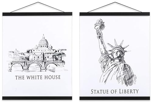 Ywlake Barra magnética para pósteres, de madera, marco para fotos, 40x60 40x50 40x40 colgador para obras de arte impresas (Negro,40cm, 2 paquetes)