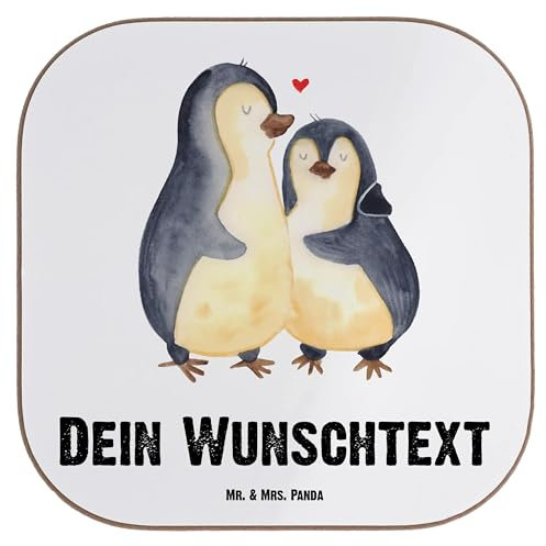Mr. & Mrs. Panda Personalisierter Untersetzer Pinguin umarmen - Personalisierte Geschenke, Hochzeit, Blumenuntersetzer, Liebe, Personalisieren, Hochzeitsgeschenk, Hochzeitstag, Bierdeckel, Kerze