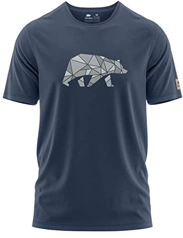 FORSBERG Espenson T-Shirt mit stylischem Bär Brustlogo Rundhals für Herren, Farbe:dunkelblau/grau, Größe:4XL