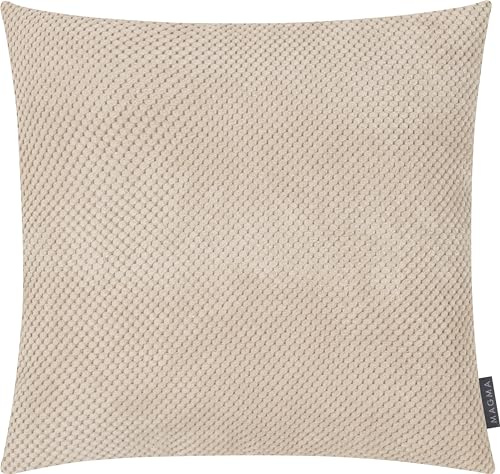 MAGMA Comodo Kissenbezug 50x50 cm - Natur,- samtig weich kuschelig Cord Look, rechteckiger Kissenbezug, für Wohnzimmer, Schlafzimmer, Büro und Gästezimmer Waschbar