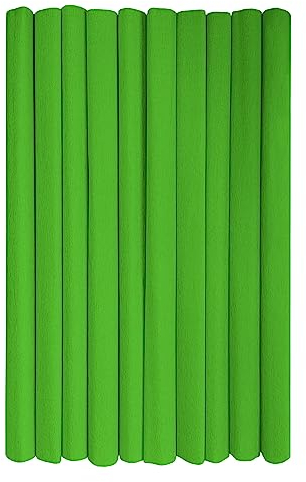 Interdruk - Crepe Paper Rolls for Kids, DIY and Decorations - Pack of 10 Reels (50cm x 200cm, 28g/m2) - 22 Light Green
