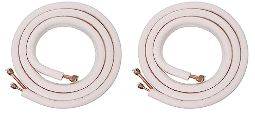 Vereen Juego de 2 tubos de bobina de aire acondicionado de 3 metros, 1/4 pulgadas, 3/8 pulgadas, aislados, tubo refrigerante