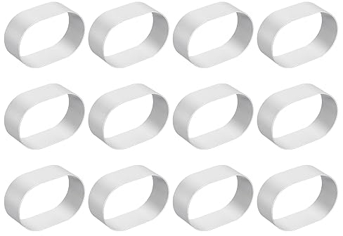 sourcing map 12pcs Metal Cookie Cutters Set, Aluminum Alloy Oval Shaped Cookie Cutter Metal Cookie for Making Cake Fondant Biscuit, Silver