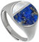 NicoWerk Damen Silberring Blaue Nacht aus 925 Sterling Silber Breit mit Stein Lapis Lazuli Permutt Verspielt Elegant Edel Rund Kreis Offen SRI975