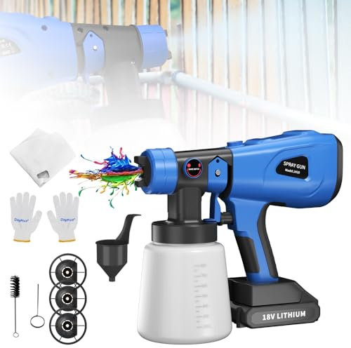 Elektrisches Farbsprühsystem Akku Farbspritzpistole Elektrisch Mit 3 Muster und 4 Düsen, 1000ML Farbsprühgerät, 600W HVLP Lackierpistole Elektrisch von Wänden, Decken, Möbeln, Gartenzäunen