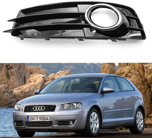 Vislone Rejilla de parachoques delantero, embellecedor de luz antiniebla, bisel para luz antiniebla izquierda, cubierta de lámpara, rejilla de repuesto para Audi A3 8P S-line 09-12