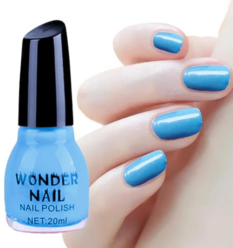 Nail Polish Light Blue Quick Dry & Long Lasting Nail Varnish Neutral Nail Polish Non-Toxic Water Based Formula Natural Nail Polish for DIY Nail Art Gift, 20ml