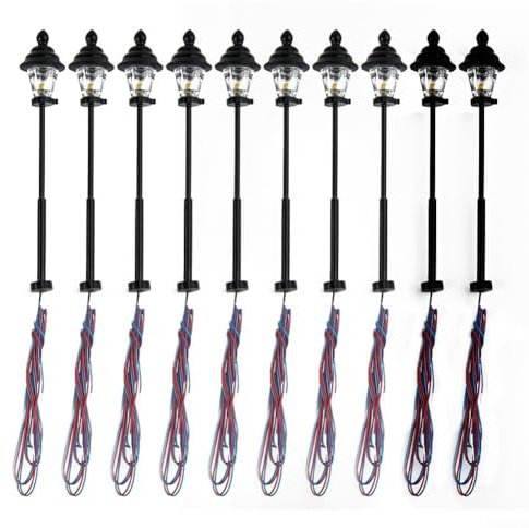 GLOBALHUT Modelllaterne, 10 Stück LED-Laternen, Lampen, 45 mm, Modelleisenbahn, Miniaturmodell, für Schienen- und Gebäude-Layout, 5W68B323TO17H61VQ3XDZ