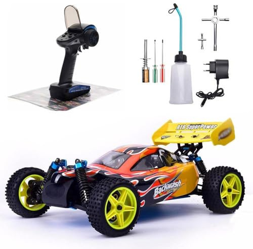 BINGXMF 1/10 Nitro RC Auto für Erwachsene 75CC Ölbetriebene Zwei Geschwindigkeiten RC Crawler Truck, 4WD Off Road Buggy Nitro Gas Power Remote Control Car Hobby Spielzeug, 90KM/H Fast Benzinmotor