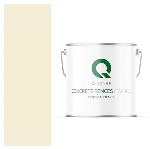 Q-COVER Betonzaunfarbe | 5L | Weiß-Gelb | Silikon Farbe | Außen | Betonfarbe | Hydrophobe Farbe | Acrylat Dispersion | Betonzäune | Betonelemente