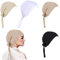 4 Stück verstellbare Hijab-Unterkappen, Hijab-Unterkappe, muslimische Unterkappe, elastische Kopfwickel, einfarbige Hijab-Mütze für Mädchen, Make-up, Schlaf, Einkaufen, Hijab-Mütze, Schwarz, Weiß,