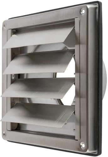 Repa Market 125 mm Edelstahl Abdeckung Abluft lüftungsgitter für Lüftung Systeme, Klimaanlage - Mit Gummidichtung und Rückstauklappe - Abluftkappe für Außen - Gitter für Trockner und Dunstabzugshaube