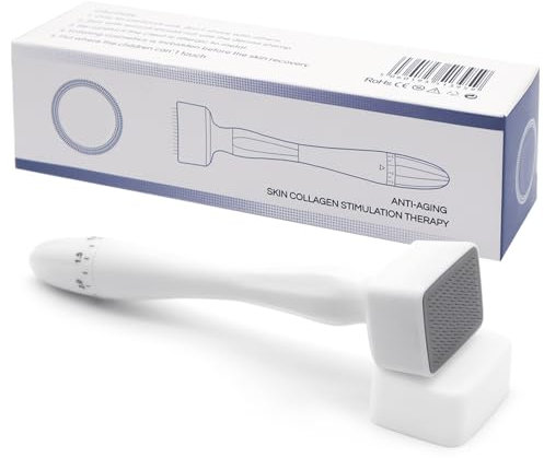 Derma Stamp, Aoyswuz 0-3 mm Einstellbar Professioneller Microneedling Pen mit 140 Pins für Gesicht, Körper, Haare, Bartwuchs