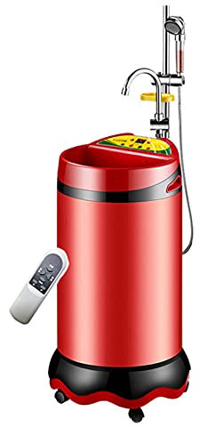 YYUINU 2000W Tragbare Mobile Duschmaschine,Elektrische Dusche Smart 304,Intelligenter Thermostat-Chip, Mit Fernbedienung, 24-Stunden-Termin, UV-Blaulicht-Reinigung,Red